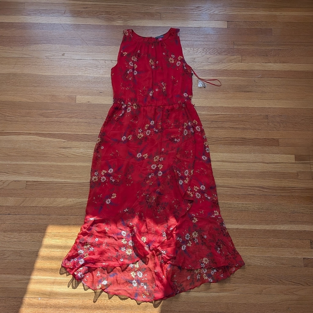 Vince Camuto long flowy red floral dress, size 8